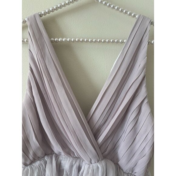 ArK&Co Womens Size L Lavender Feather Mini Dress Sleeveless Pleated Bodice - Picture 2 of 6